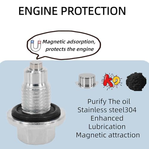 6Pcs M14x1.5 Magnetic Oil Drain Plugs with Crush Washers | 6 M14x1.5 magnetic oil drain plugs and 6 crush washers,Fits Most Cars,Motorcycles,Boats - size: M14x1.5MM （6Pack）