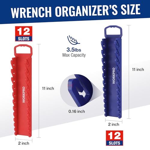 WORKPRO 8-Piece Magnetic Socket and Wrench Organizer Set | 6-Piece Socket Holders, 1/4" 3/8" 1/2" DR Tool Trays, For Metric SAE Sockets, 2-Piece Wrench Holders, For Metric SAE Wrenches