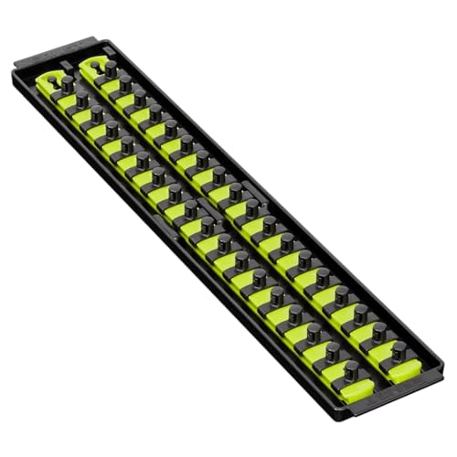 Ernst Manufacturing 19-Inch Socket Boss Premium 2-Rail, 3/8-Inch-Drive Socket Organizer, High-Visibility (8462HV) - Made in the USA - color: Hi-viz, size: 3/8"