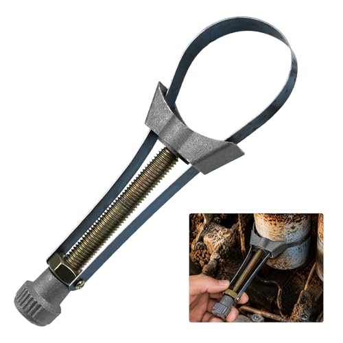 Adjustable Oil Filter Wrench, Heavy Duty Strap Wrench, Oil Filter Removal Tool Fits 60-120mm Diameter for SUV Truck Excavator Tractor, Oils Change Tools, Easy Grip with Tension Nut (6-12cm) - size: 6-12cm