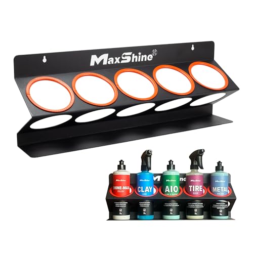 Maxshine Universal Detailing Spray Bottle Holder - Holds 5 Sprayers (16oz), Sturdy & Lightweight Organizer, Easy Wall Mounting, Ideal for Garage & Mobile Use, Auto Detailing Accessories & Supplies