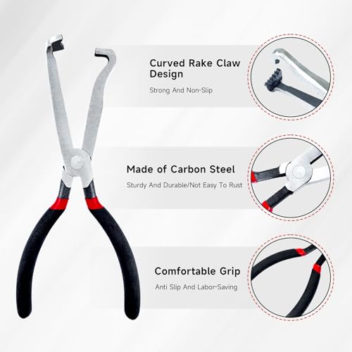 3 Pcs Electrical Disconnect Pliers,Automotive Electrical Connector Removal Tool,Upgrade Electrical Connector Pliers & Automotive Clip Removal Tool,Steel Automotive Hose Clamp Plier Set Tools(Black)