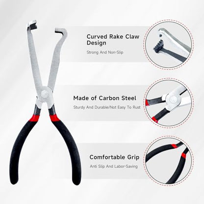 3 Pcs Electrical Disconnect Pliers,Automotive Electrical Connector Removal Tool,Upgrade Electrical Connector Pliers & Automotive Clip Removal Tool,Steel Automotive Hose Clamp Plier Set Tools(Black)