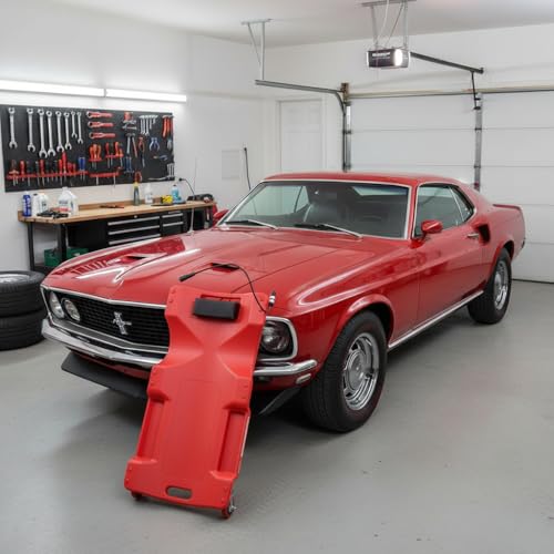 BESTOOL 40 Inches Mechanic's Creeper, Heavy-Duty Garage Creeper with HQ&Durable Casters, 350LBS Capacity Low-Profile Design, LED Working Lights,Red - color: Red-LED lights, size: 40in