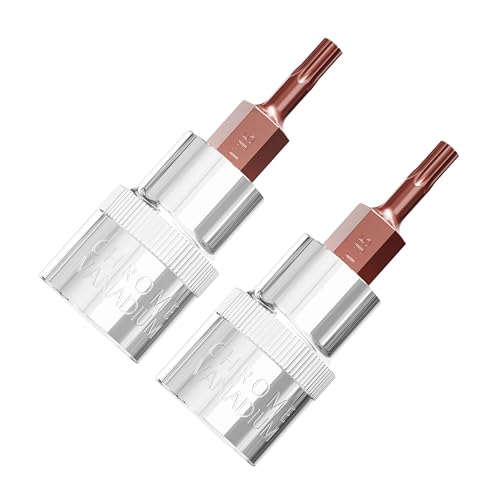 2PCS 3/8" Drive T15 Torx Bit Socket, S2 Steel Bits, Heat Treated CR-V Steel Star Sockets 1.9" Length - size: T15