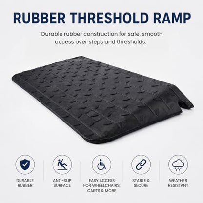Heavy-Duty Rubber Threshold Ramps with Non-Slip Surface, 1" - 4" Rise Curb Ramps for Wheelchair Scooter Car Entrance Doorway, Loading Ramps Rated 20000Lbs Load Capacity (4" Rise) - size: 4" Rise