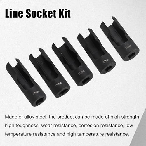 RULLINE 5Pc Flare Nut Socket Set – 1/2" Drive, Automotive/Mech | 5pcs Upgraded Steel Flare Nut Socket Set Kit for Automotive and Mechanical Applications 1/2" square drive - size: 5pcs