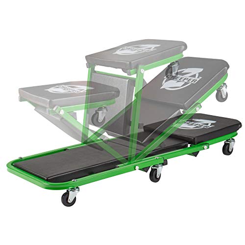 Pro-LifT T-6903D Double Pin Jack Stands - 3 Ton C-2036DG Black/Green 300 Lbs Mechanic Creeper - Garage Equipment for Automotive Maintenance with Padded Cushions