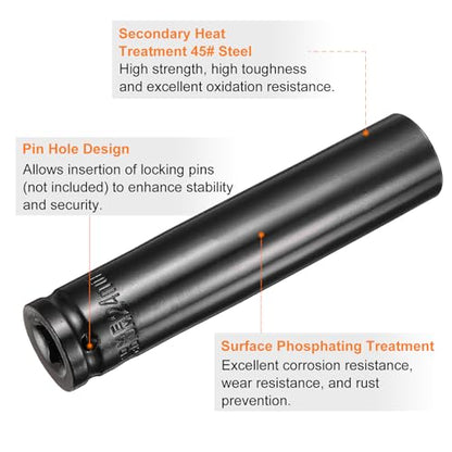 HARFINGTON 3pcs 6-Point Deep Impact Socket 1/2" Drive 24mm Metric Socket 5.7" (145mm) Extra Long Heat-Treated 45# Steel for Home Auto Spindle Axle Hex Nuts Bolts Repair, Black - size: 24mm + 5.7" Long