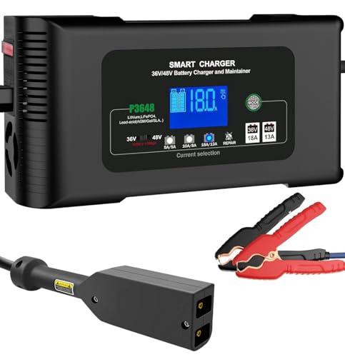 18Amp 36 Volt Golf Cart Battery Charger for EZGO TXT with D Style Plug,Lithium, LiFePO4 Battery Charger,Lead-Acid AGM/Gel/deep Cycle Trickle Charger Maintainer