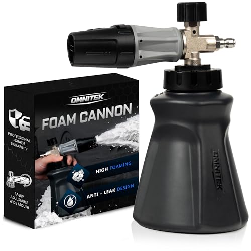 Foam Cannon for Pressure Washer - Wide Mouth Snow Foam Gun - Leak Proof Design & Adjustable Sprayer - 1 Liter Bottle with ¼” Quick Connect - Sprays Thick Suds for Quick Cleaning