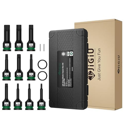 JiGiU 10PCS 1/2" Drive Impact Torx Bit Socket Set S2 Steel Star Sockets Star Bit Socket T25, T27, T30, T40, T45, T50, T55, T60, T70, T80 with Storage Case for Professional Mechanic and Auto Repair - size: Torx