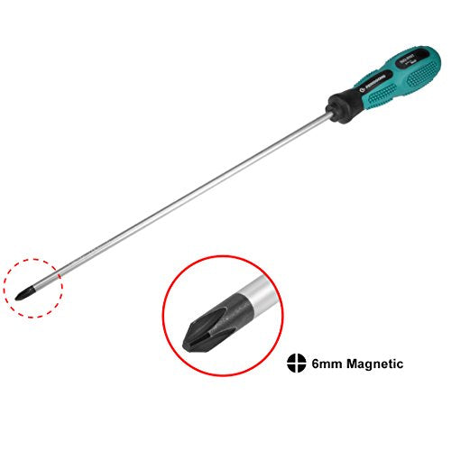 uxcell #2 Phillips Screwdriver 12 Inch Round Shaft Non Slip Comfortable Handle - size: PH2 x 12"