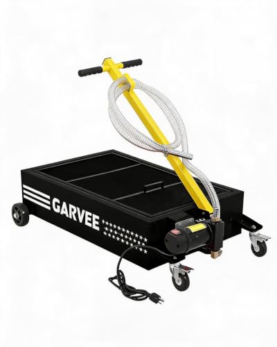 20 Gal Oil Drain Pan with 8.2ft Hose High-Flow Electric Pump | with Electric Pump, Wheels & Folding Handle, Oil Drain Tank for Cars, SUVs, Trucks, Buses, RVs - color: National Flag-Black, size: 20 Gal with Electric Pump