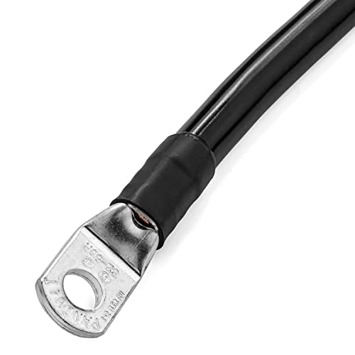 Spartan Power Black 6 Foot, Battery Cable, Negative Only 3/8" M10 Made in USA - color: 1/0 AWG-BLACK-3/8", size: 6-FT