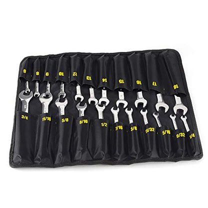 FLZOSPER 22pcs Flexible Ratcheting Combination Wrench Set with Storage Bag | 72-Teeth Flex-Head Spanner Set，Metric & SAE Chrome Vanadium Steel Constructed with Roll-up Organizer Pouch - style: Flex Head Ratchet Wrench