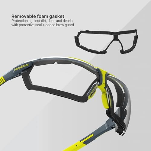 HexArmor VS300 Safety Glasses with Adjustable Side Arms Z87+ for Men and Women - color: Clear With Gasket / Anti Fog Anti Scratch