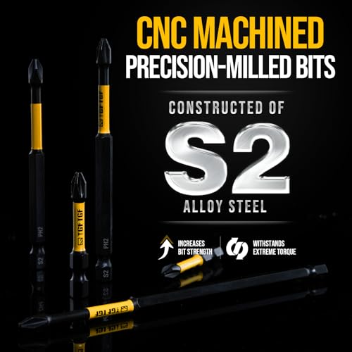 TGFTGF 20-Piece #2 Phillips Bits, 2 Inch S2 Alloy Steel Phillips Impact Driver Bits, Magnetic CNC Machined Tips PH2 Bits, Long-Lasting Torque Transfer Driver Bit Set With Storage Box, Automotive Home