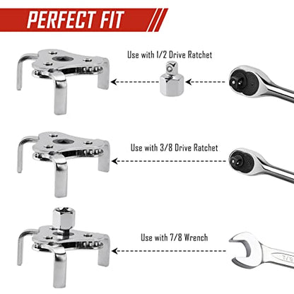 SPARKWHIZ Oil Filter Wrench Set, Oil Filter Removal Tool 2-3/4" - 5-1/4", 9" & 12" Adjustable Oil Filter Pliers, Adjustable 3-Jaw Oil Filter Wrench, 7pcs