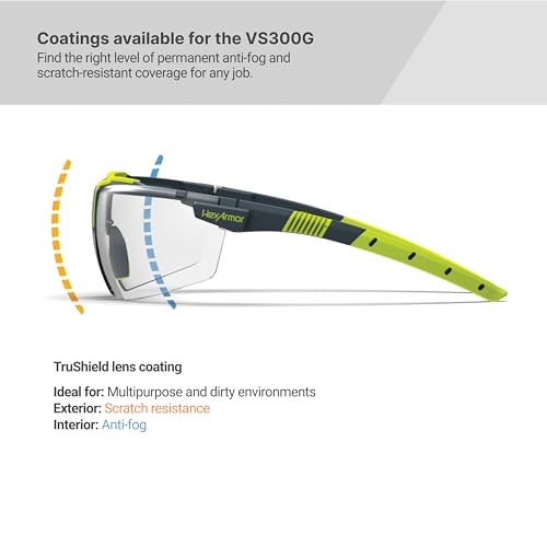 HexArmor VS300 Safety Glasses with Adjustable Side Arms Z87+ for Men and Women - color: Clear With Gasket / Anti Fog Anti Scratch