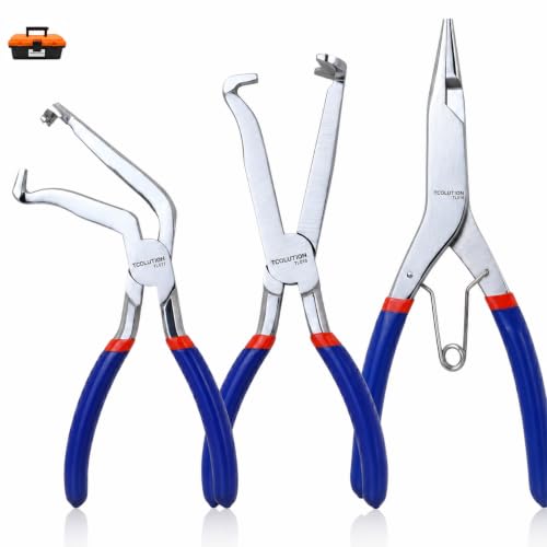 3-Pc Auto Electrical Disconnect Pliers Kit | 8" Straight & 60° Angle Electrical Disconnect, 9" Lock-Ring Plier, Connector & Snap-Ring Removal Tool for Cars, Storage Box - color: 3pcs Set-1
