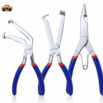 3-Pc Auto Electrical Disconnect Pliers Kit | 8" Straight & 60° Angle Electrical Disconnect, 9" Lock-Ring Plier, Connector & Snap-Ring Removal Tool for Cars, Storage Box - color: 3pcs Set-1