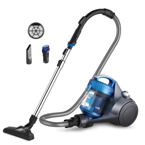 Eureka Canister Vacuum Cleaner, Household Vacuum for Home, Bagless Blue | NEN110B WhirlWind, Lightweight, Power Suction, ≤82 dBA. HEPA, 2.5L Dust Container, 2-in-1 vac for Hard Floors, Carpets - color: W/ Filter, Blue