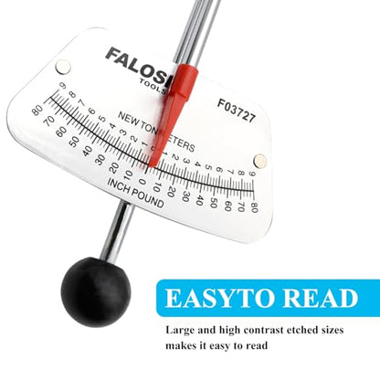 1/4-inch Drive Beam Torque Wrench - 0-80 Inch/Pounds and 0-9 Newton/Meter Torque Wrench - High Visibility Markings for Easy Readings