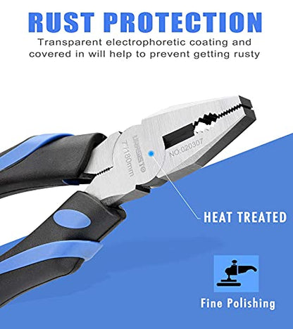 URASISTO 6-Inch Linesman Pliers with heavy Duty Nickel Chromium Steel Construction - size: 6" Linesman Pliers