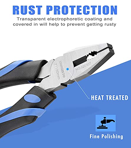 URASISTO 8-Inch Linesman Pliers with Rubber Grip Handle, Portable Home Hand Tools - size: 8" Linesman Pliers