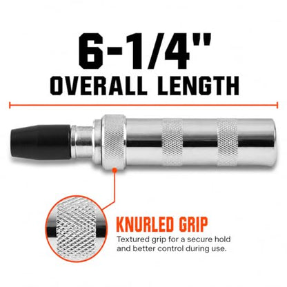 GreatNeck Reversible Manual Impact Driver Set 4 Bits for Rusted Screws | 3/8" Drive Impact Driver Set w/ 4 Drill Bits for Rusted Screws & Stubborn Fasteners, Chrome Vanadium Steel Bits