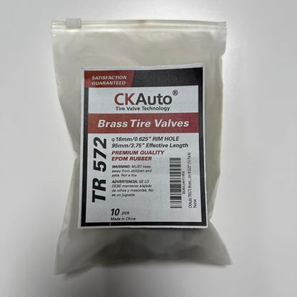 CKAuto TR572 Brass Commercial 3-3/4 Valve Stems for Rim Φ.625" (10 Pack) - color: tr572