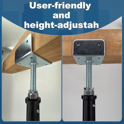 2 Pack U-Shaped Floor Jack - Adjustable Steel Beam Support for 4x2, 4x4, 4x6 Joists Heavy Duty Screw Jack with U-Head Telepost & House Jack.15-19 Inch Adjustment Range. - size: 15-19