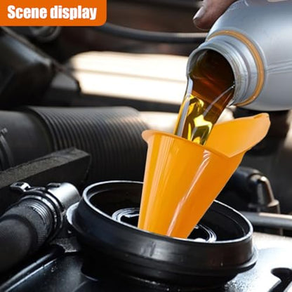 Long Neck Oil Funnel, Plastic Spill Saver Funnels, Red&Orange | Multi-Function Funnel for All Automotive Oils, Water, Diesel Fuel, Lubricants, Engine Oils, Kerosene and Other Liquids - color: Red/Orange