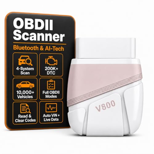 OBD2 Scanner,Portable Bluetooth Car Diagnostic Tool for OBDII Cars,Fast 4-System Scan, Auto VIN for 10K+ Vehicles, Live Data, 200K+ DTC Lookup, I/M Readiness, for Emissions & Repairs