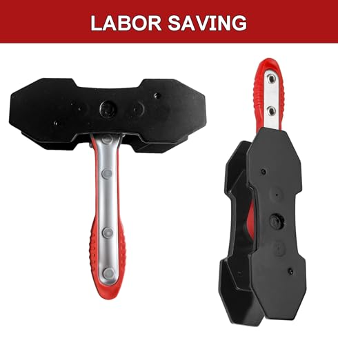 Brake Caliper Compression Tool Kit - 360° Swing Ratchet Piston Press Spreader with Caliper Hooks & 2 Steel Plates (Red) - Professional Brake Caliper Repair Tool for Automotive Maintenance
