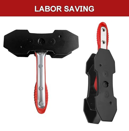Brake Caliper Compression Tool Kit - 360° Swing Ratchet Piston Press Spreader with Caliper Hooks & 2 Steel Plates (Red) - Professional Brake Caliper Repair Tool for Automotive Maintenance