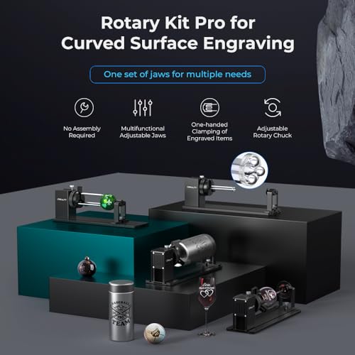 Creality Rotary Kit Pro, Laser Rotary Roller 3 in 1 Multi-Function Engraving Accessories for Laser Engraver, Jaw Chuck Rotary for Engraving Wine Glass, Baseball Bat, Ring and Most Cylindrical Objects - size: Rotary Roller-Pro
