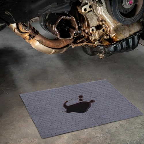 E-SDS 100 Pcs Oil Absorbent Pads 13"x10" Heavy Duty Oil Spill Mat for Garage Workshop & Kitchen, Absorbing Oil, Grease, Coolant Fast (Gray)