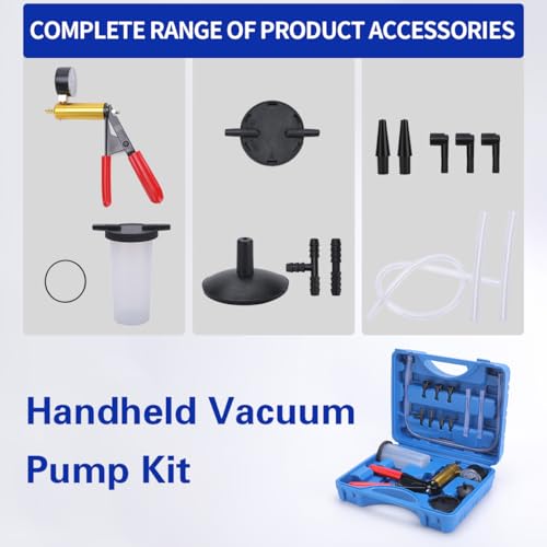Brake Bleeder Kit with Hand Held Vacuum Pump and Adapters, with Vacuum Brake Bleeder Pump Pressure Gauge for Automotive Car Motorbike(red) - color: red