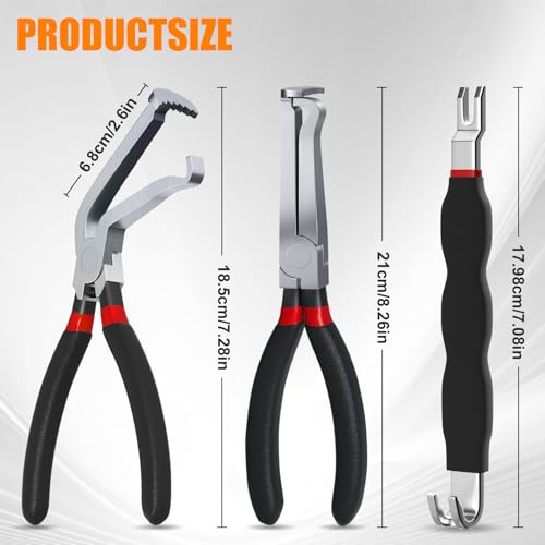 Electrical Disconnect Pliers 37960, 37980 Electrical Connector Pliers for Cars, Fuel Line Petrol Clip Pipe Plier, Compatible with Car Electrical Systems & Push Tab Style Plugs(3-Piece Set) - color: 3 Pcs Set
