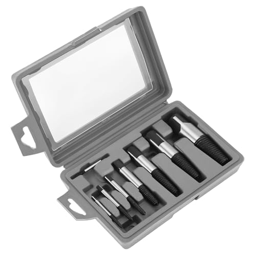 QWORK 8 Pieces Broken Water Pipe Extractor Set - Alloy Steel Screw Extractors, Damaged Screw Bolts Removal