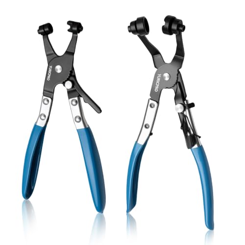 2 Pcs Hose Clamp Pliers Set，includes 45° Angle Flat Belt Hose Clamp Plier and Wide & Flat band Hose Clamp Plier for Removal and Installation of Spring Hose Clamps,for Automotive Fuel Oil Water Hose