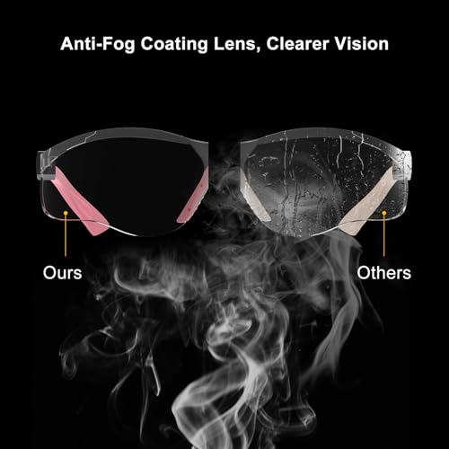 xaegistac Shooting Glasses Anti Fog -Shooting Range Eye Protection | Adjustable Safety Glasses with Z87.1 Certificated Impact Reistance - color: Pink Frame Clear Lens