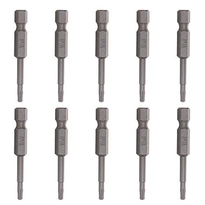 Utoolmart Torx Screwdriver Bits, T10 Magnetic Torx Head Screw Driver Bit, with 1/4 Inch Hex Shank, 50mm Length S2 Steel Screw Driver Kit Tools, for Repair Work, 10 Pcs - size: T10