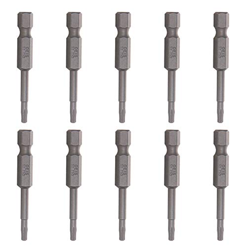 Utoolmart Torx Screwdriver Bits, T10 Magnetic Torx Head Screw Driver Bit, with 1/4 Inch Hex Shank, 50mm Length S2 Steel Screw Driver Kit Tools, for Repair Work, 10 Pcs - size: T10