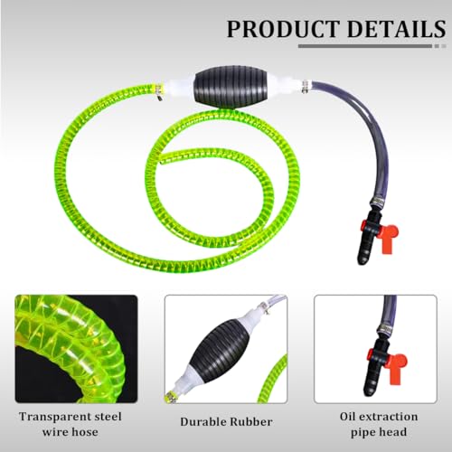 Car Gasoline Siphon Hose Pump, Manual Portable Vehicle Fuel Pump with PVC Hose, Automotive Hand Transfer Siphon for Water Gasoline Oil Diesel Petrol, Universal Fit (2M/6.56FT) - size: 2M