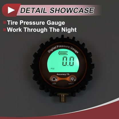 1Pcs Universal Digital Tire Pressure Gauge 1/8" NPT without Battery 0-250PSI Digital Air Pressure Meter for Cars