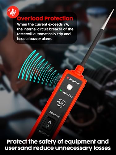 Power Circuit Probe Tester, 6-24V DC Circuit Tester, Test Light Automotive Short Circuit Located, Polarity Identify with LED Light Overload Protection