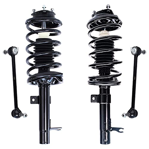 Detroit Axle - Front Struts Sway Bars for 2000-2005 Ford Focus, 2 Complete Struts with Coil Spring 2 Front Sway Bar Links Replacement - size: 4QS2400025/Sway Kit